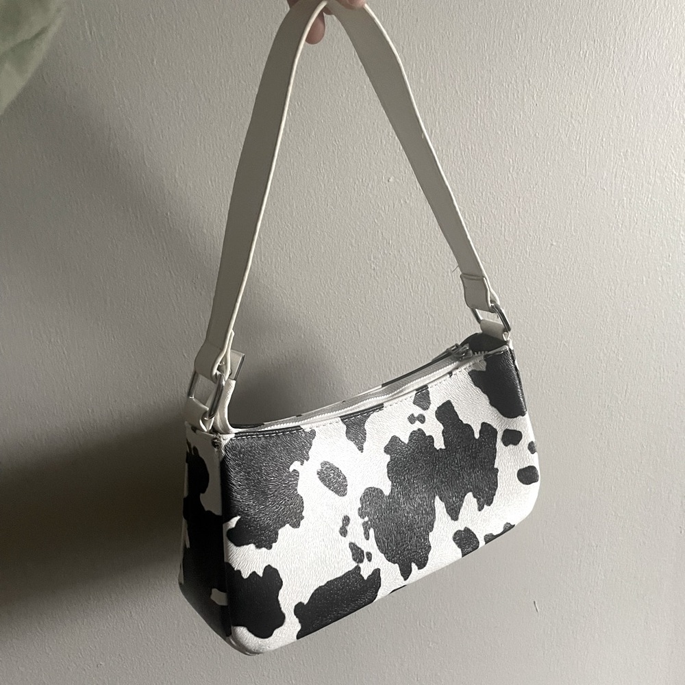 Cow print small shoulder bag